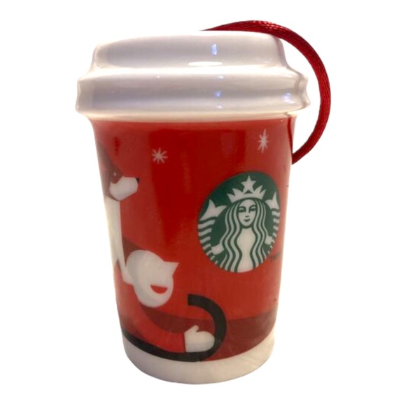 2011 STARBUCKS WHEN WE'RE TOGETHER Dog Sled Red Coffee Cup Christmas Ornament - Picture 3 of 4